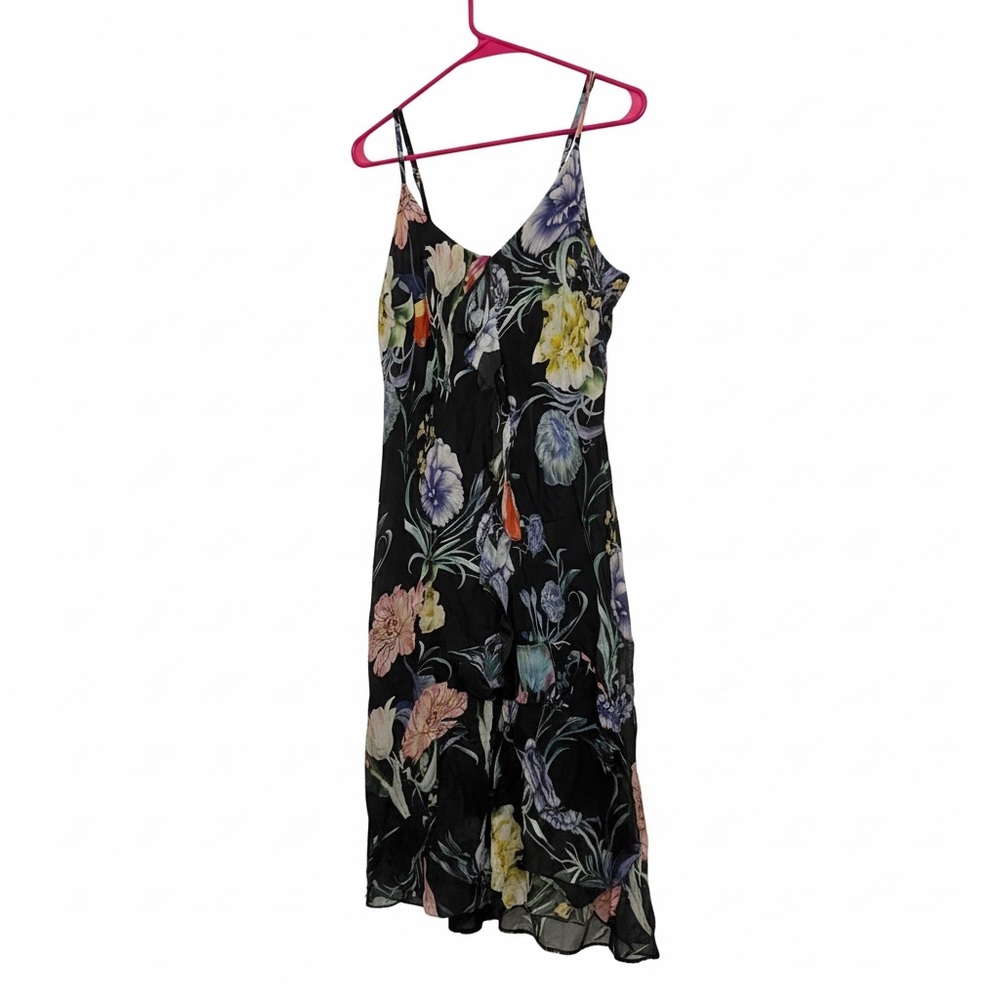 lola Black Floral Slip Dress with Multicolor Blooms